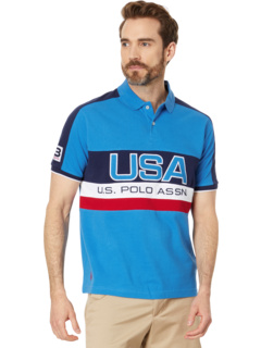 Модная рубашка поло с короткими рукавами и графическим блоком пике U.S. POLO ASSN.