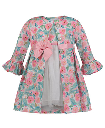 Комплект из расклешенного платья и пальто с цветочным принтом для малышей и маленьких девочек Blueberi Boulevard