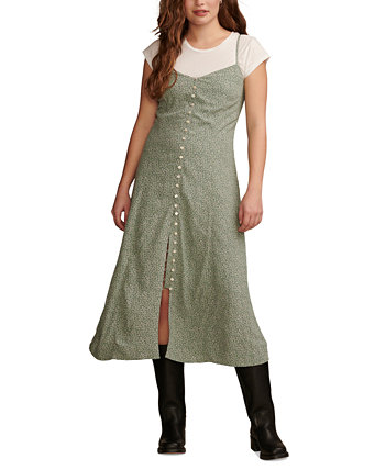 Женское платье-комбинация миди на пуговицах спереди с принтом Lucky Brand