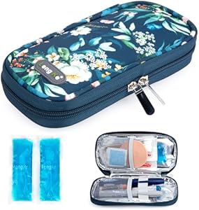 YOUSHARES Insulin Cooler Travel Case, Diabetes Travel Case with 2 TSA Approved Ice Pack Keep Medicine Cool and Stable, Diabetic Organizer Cooling Bag for Insulin Pen and Diabetic Supplies (Blue) YOUSHARES