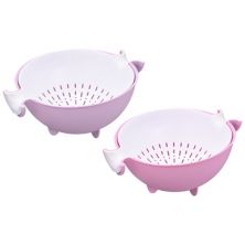 Kitchen Strainer Colander 2PCS, Food Strainer Washing Basket with Handles Unique Bargains