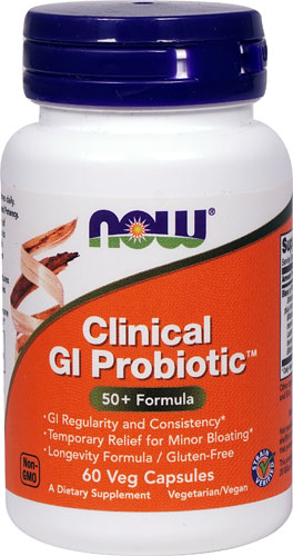 NOW Clinical GI Probiotic™ 50+ Formula -- 60 вегетарианских капсул NOW Foods