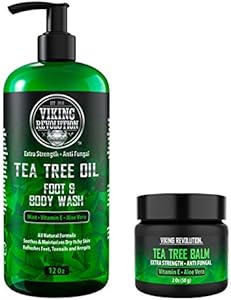 Viking Revolution Tea Tree Oil Cream (Крем) - Super Balm Athletes Foot Cream - for Eczema, Jock Itch, Ringworm, Nail Treatment - Soothing Skin Moisturizer for Itchy, Scaly, Cracked Skin, 2 Ounce (Pack of 1) Viking Revolution