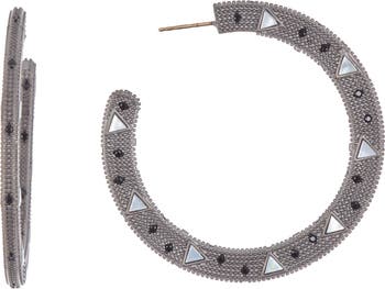 Текстурированные плоские серьги-кольца с микробусинами Freida Rothman