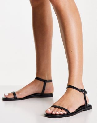 NA-KD minimal flat sandals in black NA-KD