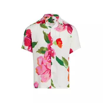 Рубашка приталенного кроя с цветочным принтом Saks Fifth Avenue