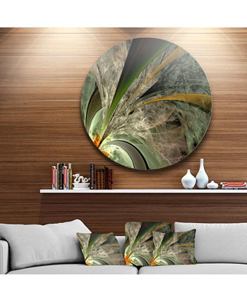 Designart 'Симметричный фрактальный цветок в зеленом' Цветочный металлический круг на стене - 23 "x 23" Design Art