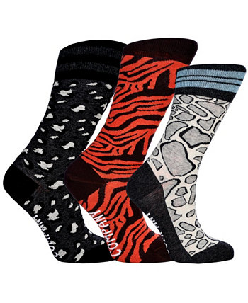 Women's Wild Cats Bundle of Cotton, Seamless Toe Premium Colorful Animal Print Patterned Crew Socks, Pack of 3 Love Sock Company