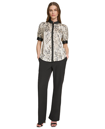 Женская атласная блузка со змеиным принтом DKNY