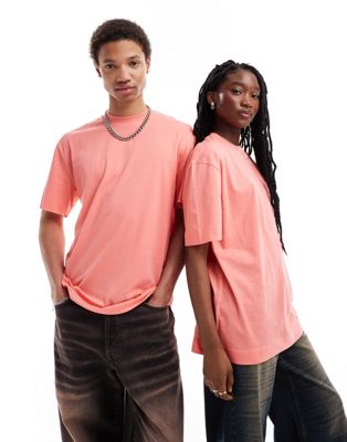 COLLUSION Unisex T-shirt in coral pink Collusion