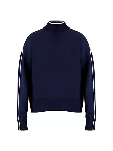 Кашемировый мягкий свитер с воротником-накладкой и вышитым логотипом Framed Knit от ALALA Alala