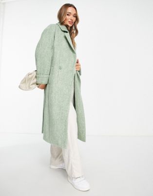 Мягко-зеленое пальто с начесом из смесовой шерсти ASOS DESIGN ASOS DESIGN