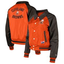 Женская куртка New Era Orange Cleveland Browns Coaches с завязками на кнопках реглан New Era