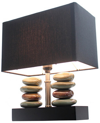Elegant Designs прямоугольная двухъярусная керамическая настольная лампа из камня с черным абажуром All The Rages