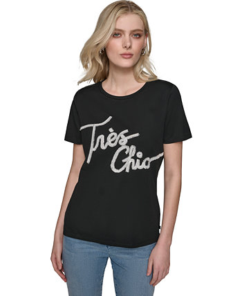 Women's Tres Chic Fringe-Logo T-Shirt Karl Lagerfeld Paris