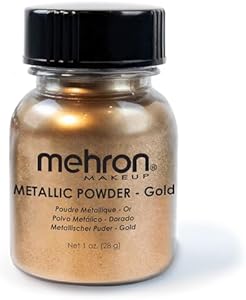 Mehron Makeup Metallic Powder | Metallic Chrome Powder Pigment for Face & Body Paint, Eyeshadow, and Eyeliner 1 oz (28 g) (Gold) Mehron