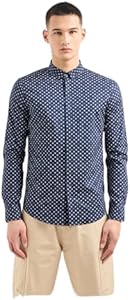 Armani Exchange Men's Long Sleeve Micro Print Button Down Shirt. Slim Fit A｜X Armani Exchange