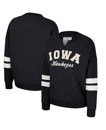 Женский черный рваный пуловер с капюшоном Iowa Hawkeyes Perfect Date с вырезом и вырезом Colosseum