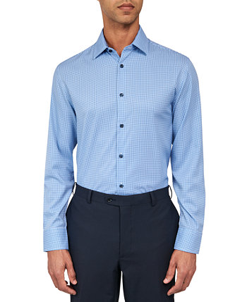 Мужская классическая рубашка Slim Fit в клетку с узором Performance Stretch Cooling Comfort CONSTRUCT