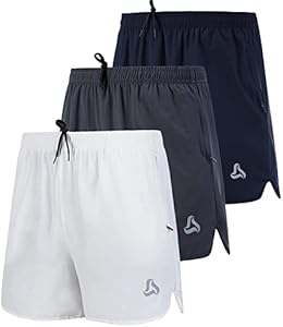 SILKWORLD Men's Running Stretch Quick Dry Shorts with Zipper Pockets(Pack of 2,3) Silkworld