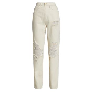 Distressed High-Rise Straight-Leg Jeans Triarchy