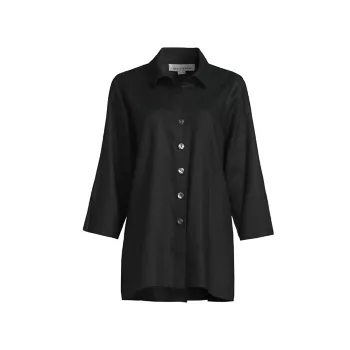 Plus Size Breezy Linen-Blend Tunic Shirt Caroline Rose