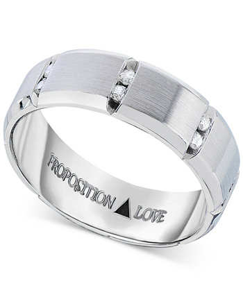 Мужское бриллиантовое кольцо из белого золота 585 пробы (1/8 карата вместе) Proposition Love