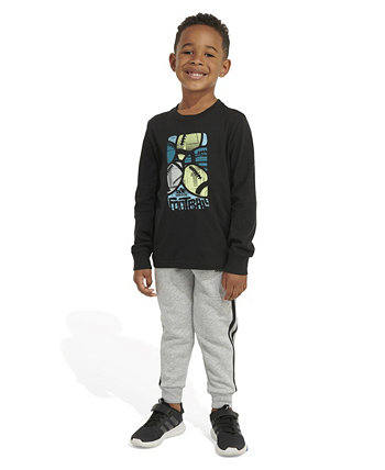 Хлопковая футболка для маленьких мальчиков и флисовые спортивные штаны Heather, комплект из 2 предметов Adidas