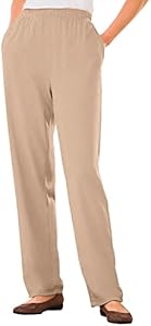 Woman Within Plus Size 7-Day Knit Straight Leg Pant Stretch Elastic Waist Petite & Tall Woman Within