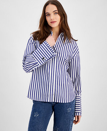 Women's Striped Button-Front Cotton Shirt HUGO BOSS