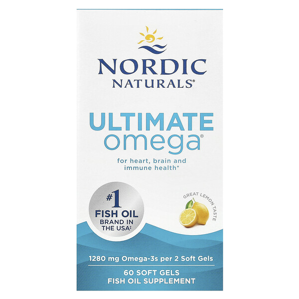 Ultimate Omega, Лимон - 1280 мг - 60 мягких капсул - Nordic Naturals Nordic Naturals