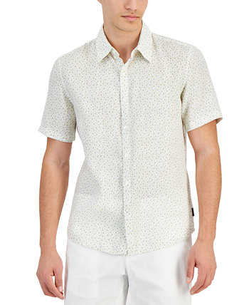 Men's Slim-Fit Floral Ditsy-Print Button-Down Linen Shirt Michael Kors