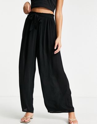 ASOS DESIGN knit flare pants with sheer yarn in black - part of a