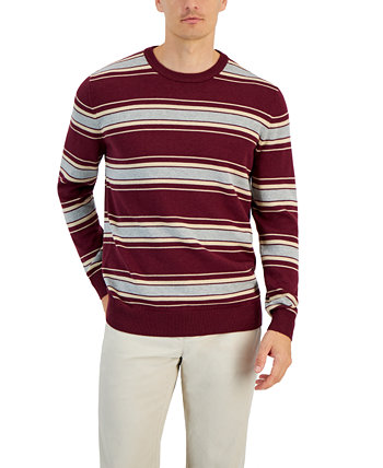 Мужской свитер с круглым вырезом в приподнятую полоску и длинными рукавами, созданный для Macy's Club Room