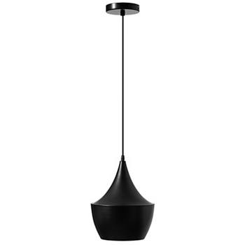 Quickway Imports Modern Round Thick Metal Black Pendant Lamp, Ceiling Hanging Light Fixture Quickwayimports