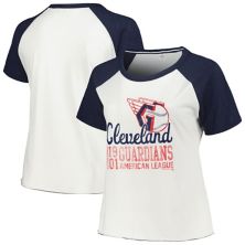 Women's Soft as a Grape White Cleveland Guardians Plus Size Baseball Raglan T-Shirt Soft As A Grape