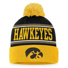 Men's Top of the World  Black Iowa Hawkeyes Draft Cuffed Knit Hat with Pom Top of the World