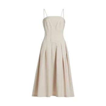 Linen-Blend Corset Midi-Dress Barneys New York