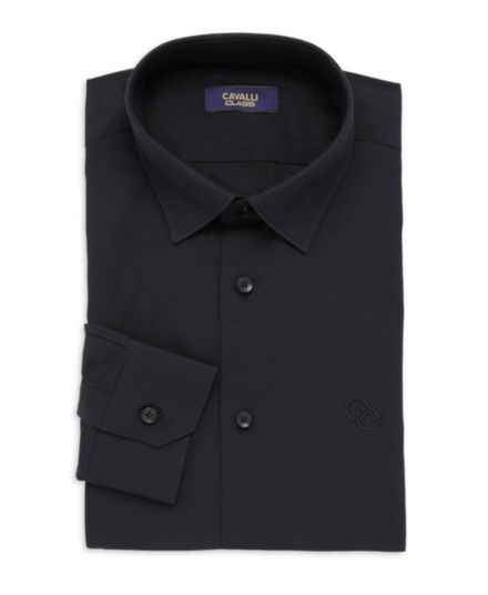 Однотонная классическая рубашка узкого кроя Cavalli Class by Roberto Cavalli