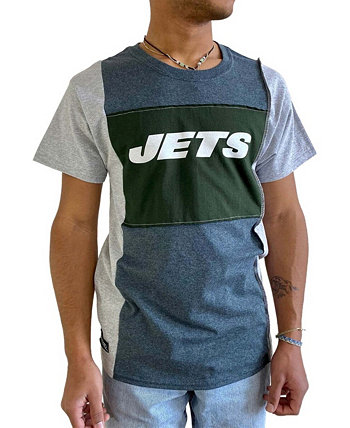 Мужская темно-серая футболка с разрезом New York Jets Refried Apparel