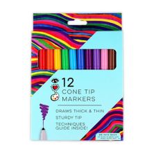 Bright Stripes iHeartArt 12 Cone Tip Markers Set Bright Stripes
