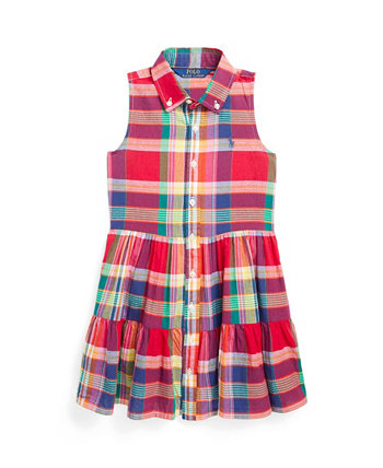 Платье-рубашка без рукавов Madras для малышей и маленьких девочек Ralph Lauren
