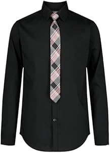 Van Heusen Boys' Long Sleeve Collared Button-Down Dress Shirt and Tie Set Van Heusen