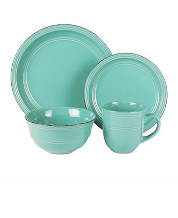 Madelyn Aqua Blue Набор посуды из 16 предметов American Atelier