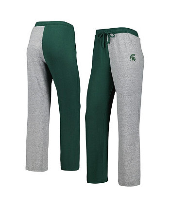 Женские зелено-серые брюки Michigan State Spartans с цветными блоками и уютными брюками для отдыха из трех смесей ZooZatz
