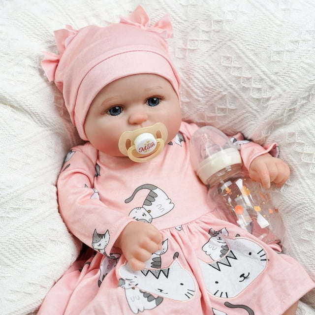 BABESIDE 20 Inch Realistic Reborn Baby Doll Kitten Girl Newborn Baby Dolls Real Life Baby Dolls with Toy Accessories Gift for Collection & Kids Age 3+ Babeside