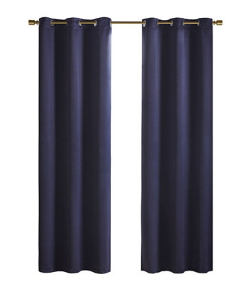 Пара верхних шторок из 2 частей Taren Solid Blackout с тройным переплетением втулки, 42 "Ш x 63" Д SunSmart