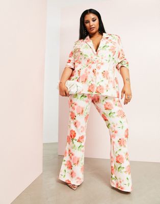 Костюмные брюки с цветочным принтом ASOS Luxe Curve ASOS Luxe