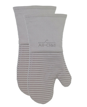 Ребристые рукавицы из силиконового хлопка и саржи, набор из 2 шт. ALL-CLAD