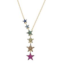 Ожерелье со звездой из разноцветного драгоценного камня, созданное лабораторией из 18-каратного золота поверх серебра Unbranded